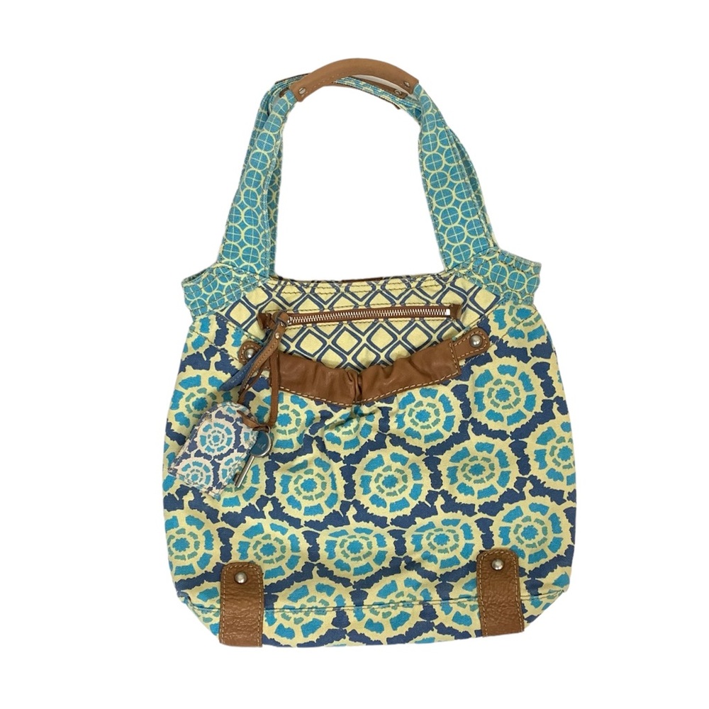 Fossil canvas shoulder bag purse multi print mixed print